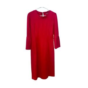 J. McLaughlin Red Keaton 3/4 Bell Sleeve Bainbridge Sheath Dress Sz S